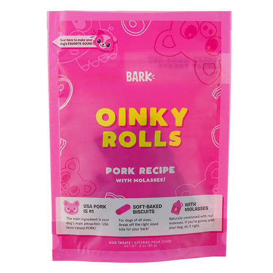 Photograph of BarkBox’s Oinky Rolls product