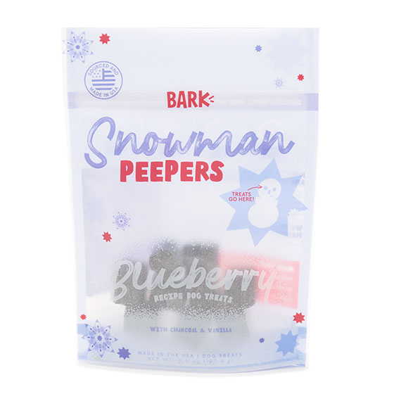 Photograph of BarkBox’s Snowman Blueberry Peepers product