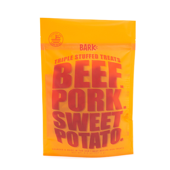 Photograph of BarkBox’s TRIPLE STUFFED TREATS: Beef. Pork. Sweet Potato. product